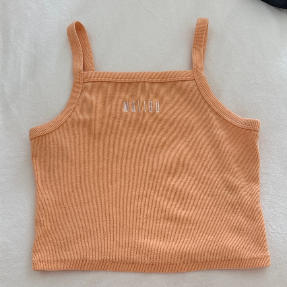 Garage Peach Ribbed Crop Top